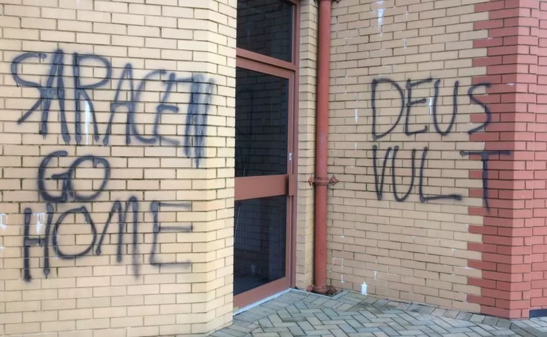 Anti-Islamic graffiti has been sprayed on a mosque in North Lanarkshire in 2016.