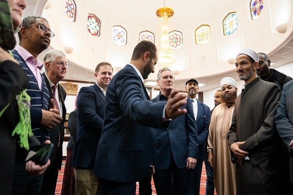 Labour Party leader Keir Starmer visits a mosque in Wales