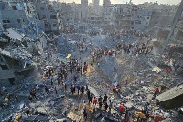 Huge destruction in Jabalia refugee camp in Gaza