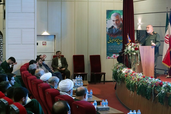 IRGC Commander Major General Hossein Salami addressing the opening ceremony of the IRGC’s 42nd Quran contest