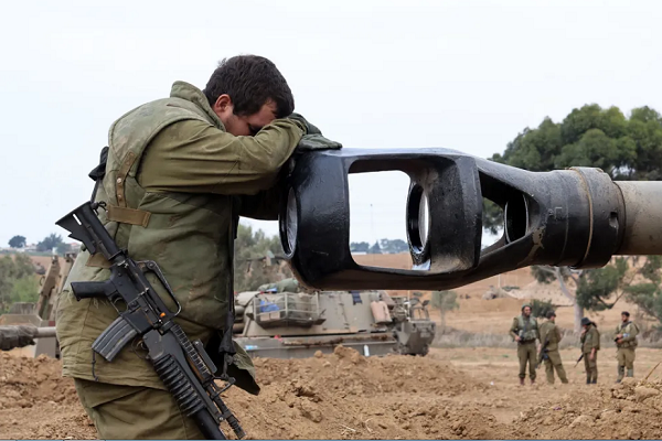 A Zionist soldier taking part in Israeli attacks on Gaza