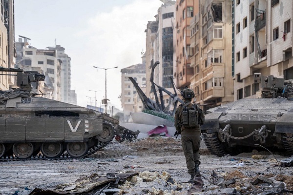 An Israeli regime soldier in Gaza