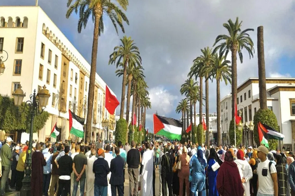 Moroccans Take to Streets to Condemn Israeli Atrocities in Palestine  