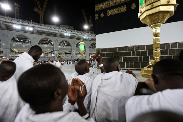 Hajj pilgrims at Grand Mosque in Mecca