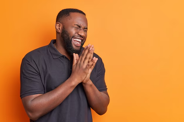 A man laughing