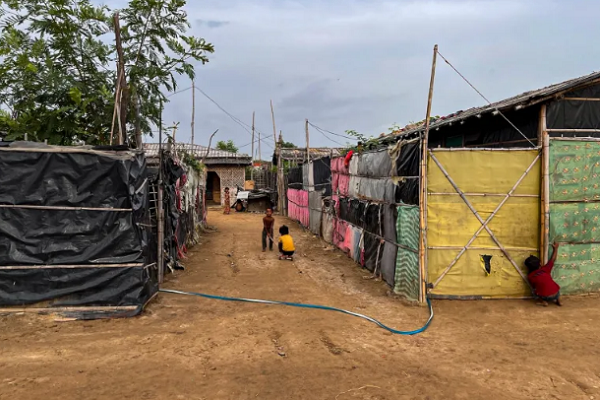 A Rohingya refugee camp in Nuh, India