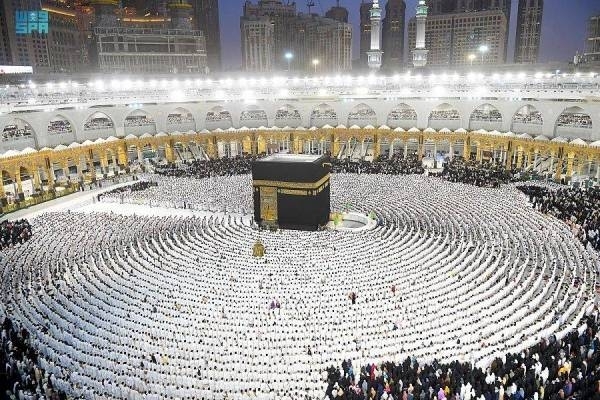 Pilgrims at Mecca Grand Mosque