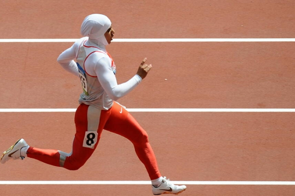 A Muslim athlete wearing Hijab