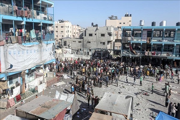 An UNRWA being used as a makeshift shelter by displaced Gazans