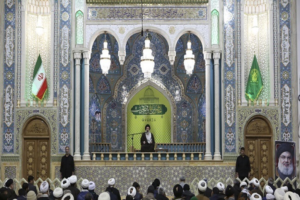 Member of the Assembly of Experts Hojat-ol-Islam Ahmad Khatami addressing a gathering of Islamic seminary scholars and students and people from all walks of life, held in the holy city of Qom on Tuesday, December 17, 2024.