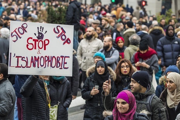 A rally against Islamophobia in Europe