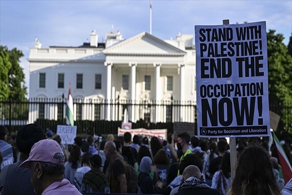 Pro-Palestinian rally held in front of the White House in the US capital on Tuesday, May 28