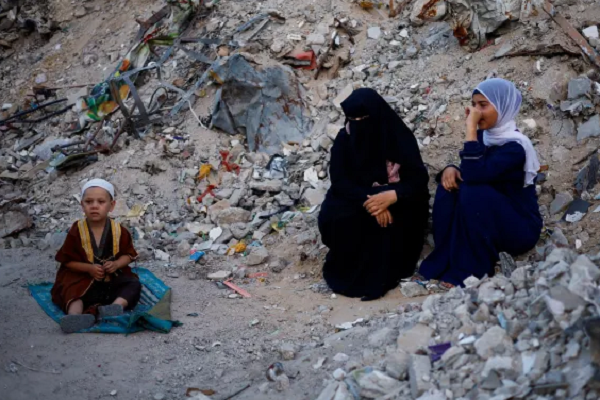 A displaced family in the Gaza Strip
