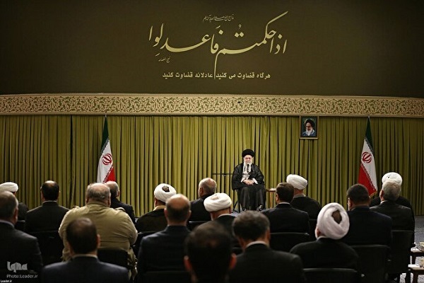 Iranian Judiciary officials meet with Leader of the Islamic Revolution Ayatollah Seyed Ali Khamenei in Tehran on June 22