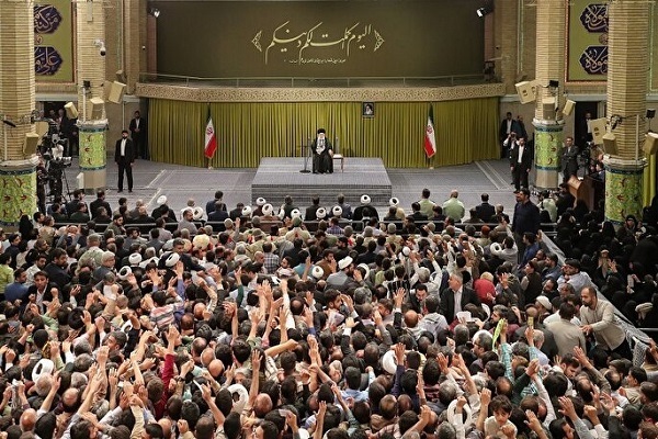 Leader of the Islamic Revolution Ayatollah Seyed Ali Khamenei delivering a speech on June 25 on occasion of Eid al-Ghadir