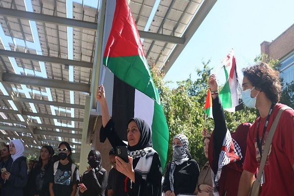 A pro-Palestine rally at a university in the US