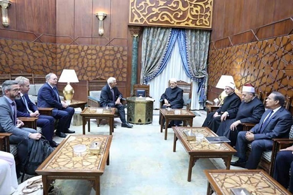 Grand Imam of Egypt’s Al-Azhar Sheikh Ahmed al-Tayeb and EU foreign policy Chief Josep Borrell meet in Cairo