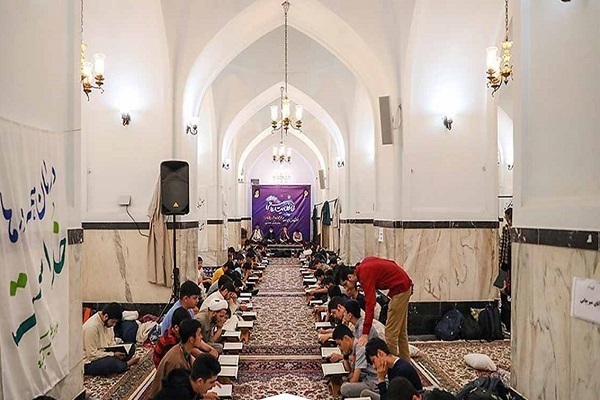 Participants in Itikaf rituals at a mosque in Iran