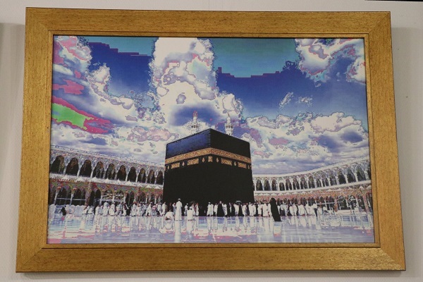 A painting on display at the “Mosques in Islam” exhibition in Paris, France, Oct. 15, 2025.