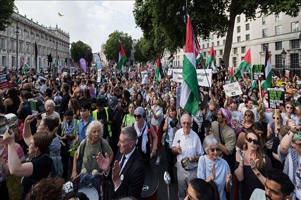 A rally held in London in support of Palestine and Gaza
