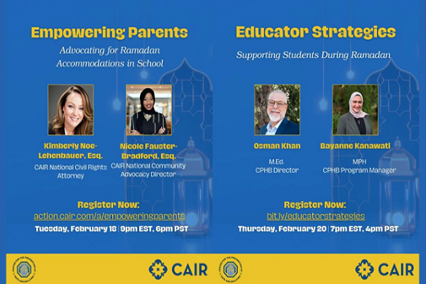 Two webinars slated in US for February 16 and February 20 will focus on supporting Muslim students during the holy month.