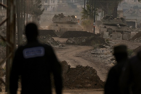 Israeli tanks are seen at Al Hamadyeh region near the Golan Heights in Quneitra, Syria on January 16, 2025.