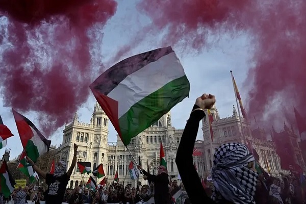 A pro-Palestine rally in Madrid, Spain