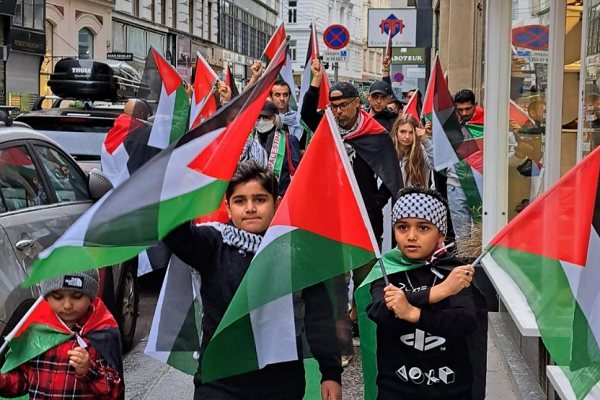 A pro-Palestine rally in Vienna, Austria