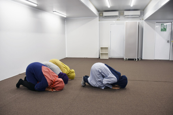 The inside of a mobile mosque housed in a truck in Toyota, Aichi Prefecture of Japan, on July 23, 2018.