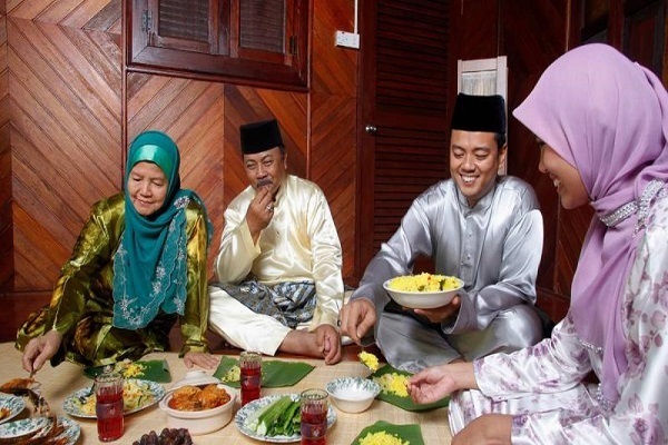 A Muslim family breaking their fast in Indonesia