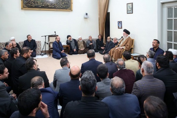 Leader of the Islamic Revolution Ayatollah Seyed Ali Khamenei addressing a ceremony held to mourn the martyrdom anniversary of Imam Sadiq (AS) (April 24, 2025)