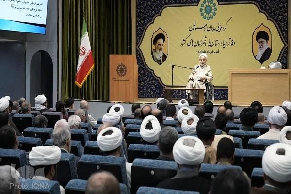 Iranian cleric Hojat-ol-Islam Mohsen Qara’ati addressing a meeting in Jamkaran, Qom, on Thursday, May 29, 2025.