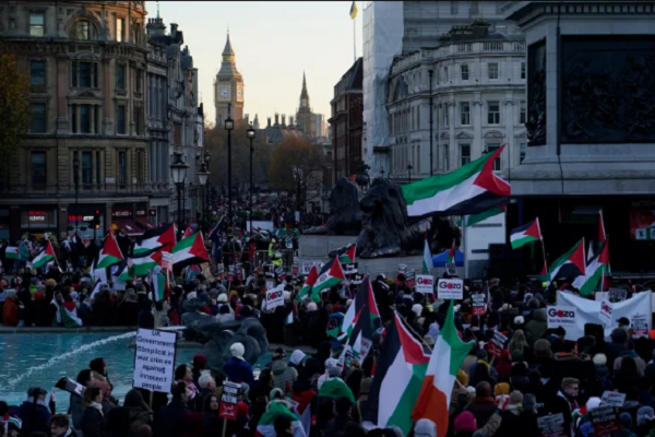 A rally held in the UK in solidarity with Gaza