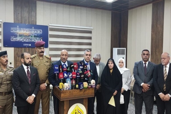 Nassif Jassim al-Khattabi, the governor of Iraq’s Karbala, speaking at a press conference in Karbala (June 2025)
