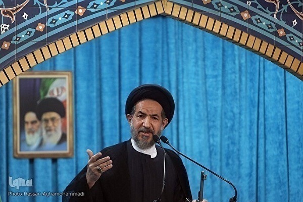 Iranian cleric Hojat-ol-Islam Seyed Mohammad Hassan Abutorabifard led the Eid al-Adha prayers at the University of Tehran on Friday morning, June 6, 2025.