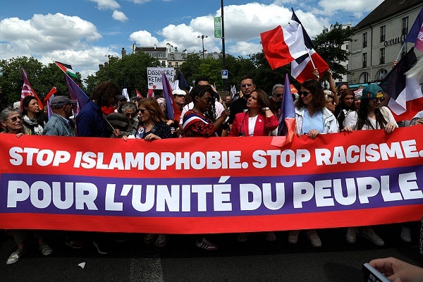 Protesters rally against Islamophobia in Paris on May 11, 2025