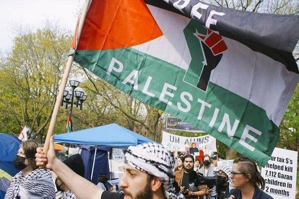 A solidarity with Palestine march in the US state of Michigan.