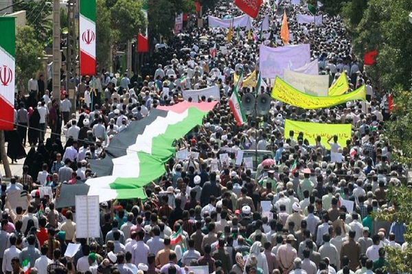 A rally held in Iran in support of Palestine