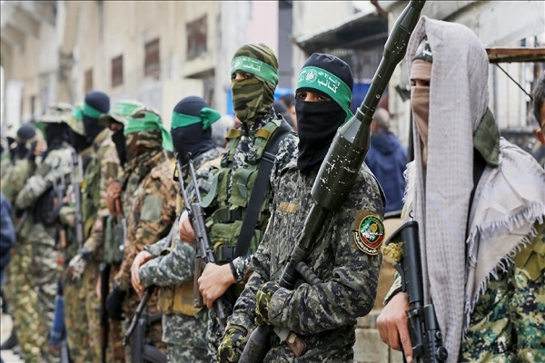Members of Al-Qassam Brigade, the armed wing of Hamas