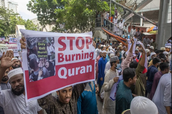 A protest against Quran desecration in the West