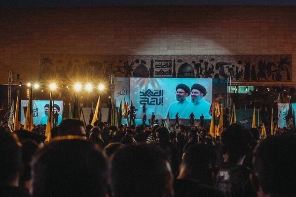 A ceremony marking the first anniversary of Hezbollah leaders Sayed Hassan Nasrallah and Sayed Hashem Safieddine was held in Baghdad, Iraq, on September 26, 2025.