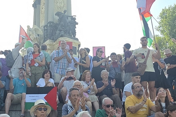 Dozens of teachers lock themselves inside cultural center in Spanish capital on Tuesday, September 2, 2025, demanding an arms embargo on Israel amid war on Gaza.