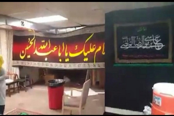 عاشقان حسینی مسجد آمریکا را سیاه‌پوش کردند + عکس