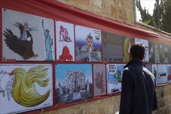 برگزاری نمایشگاه کاریکاتور در حمایت از فلسطین + عکس