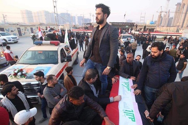 گزارش لحظه به لحظه از مراسم وداع با شهدای مقاومت در عراق