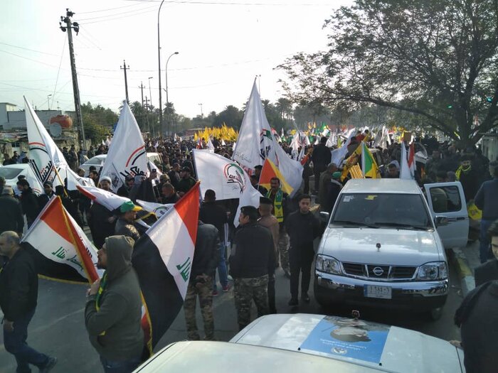 گزارش لحظه به لحظه از مراسم وداع با شهدای مقاومت در عراق