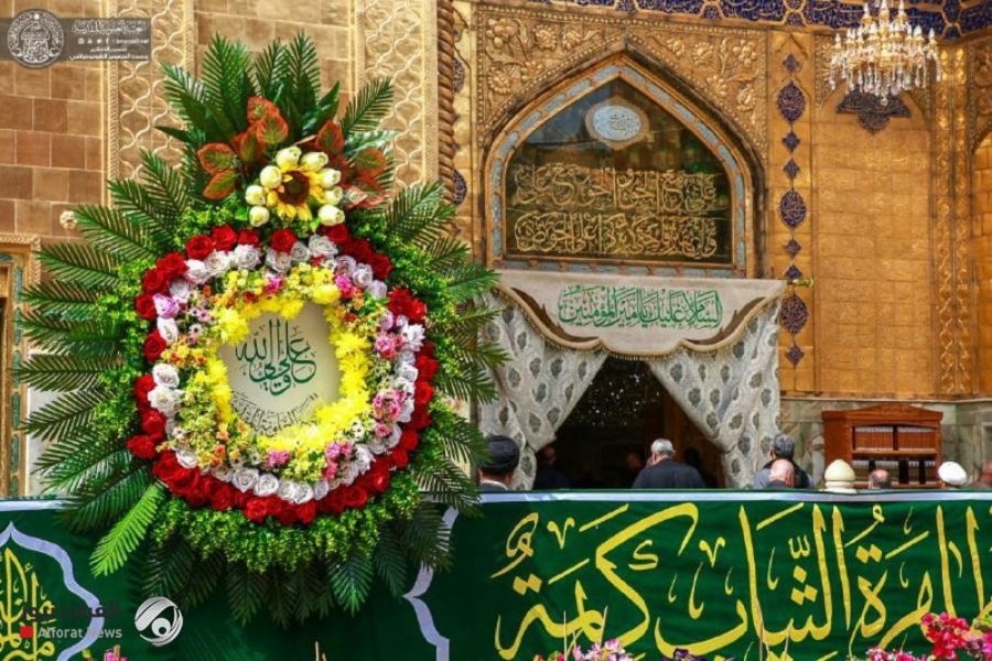 تزئین حرم مطهر امیرالمومنین(ع) با چهار هزار شاخه گل