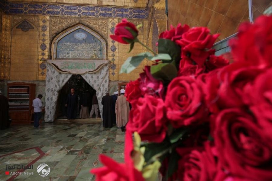 تزئین حرم مطهر امیرالمومنین(ع) با چهار هزار شاخه گل