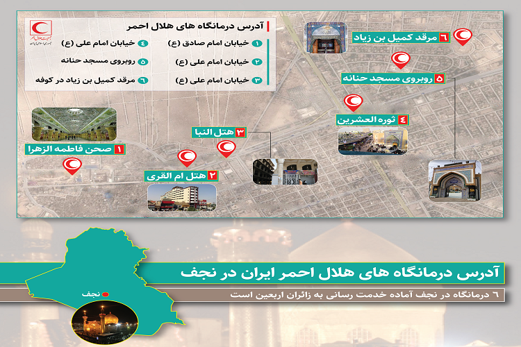 آدرس درمانگاه&zwnj;های ایران در نجف اشرف