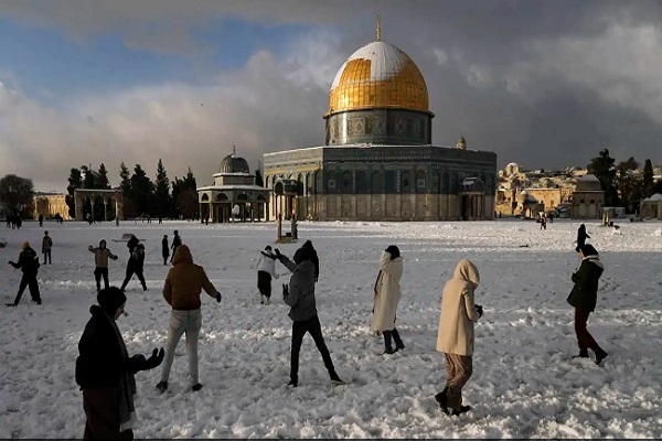 بارش برف مسجدالاقصی